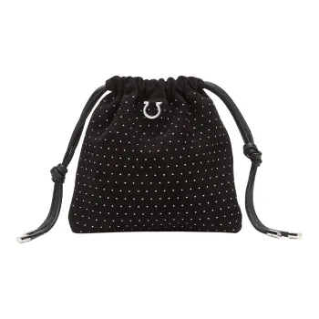 FERRAGAMO GANCINI Leather Drawstring Bag Mini Women's Black