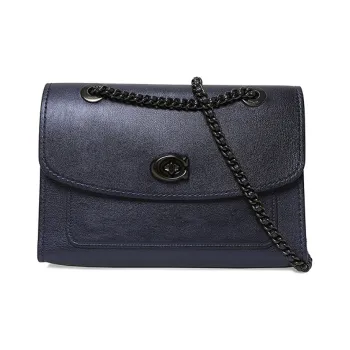 COACH Parker Leather Shoulder Bag, Crossbody Bag Medium Size Women's Dark Blue
