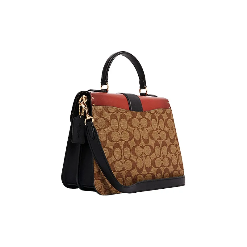 COACH Georgie Leather Zhi Sheng Bag Shoulder Bag Handbag Shoulder Bag Crossbody Bag Medium Size Women's Red Black Brown-1