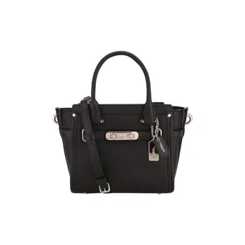 COACH Swagger Leather Shoulder Bag Crossbody Bag Handbag Women's Black