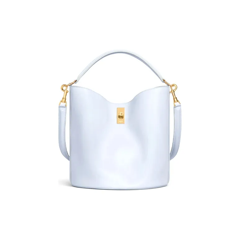 CELINE Smooth Cow Leather Bucket Bags One Shoulder Handbag Crossbody Bag Women's Pearl Light Blue-0