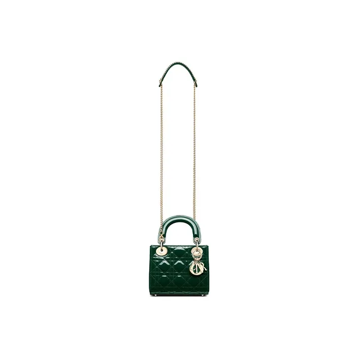 DIOR Lady Dior Cow Leather Three Compartment Dior Bag Handbag Shoulder Bag Crossbody Bag Mini Women's Pine Green-3