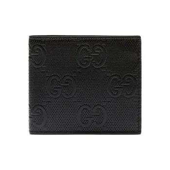 GUCCI Cow Leather Wallet Men's Black