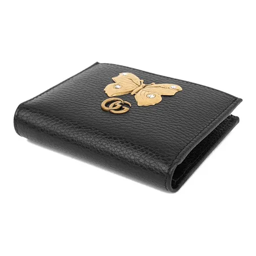 GUCCI Cowhide Leather Wallet Women's Black-3