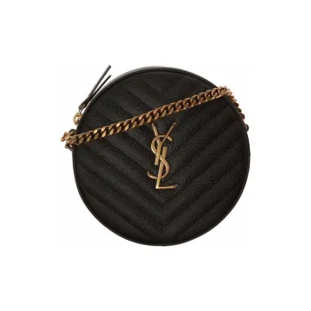 SAINT LAURENT Cow Leather Small Round Bag, Crossbody Bag, Shoulder Bag Women's Black