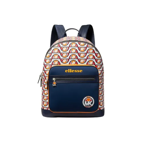MICHAEL KORS Artificial Leather Backpack Medium Size Men's Dark Blue With Orange Accents