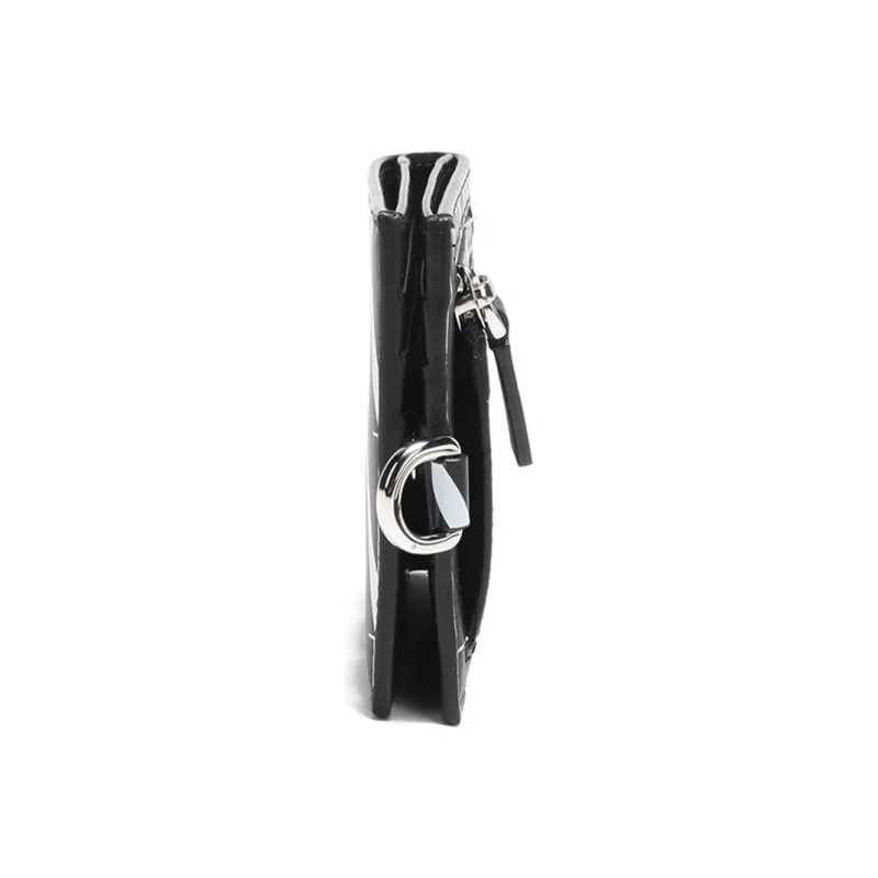 Valentino Cow Leather Wallet Neck Pouch Men's Black White-2