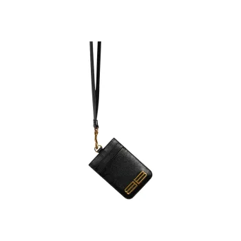 Balenciaga Gossip Cow Leather Card Holder Women's Black