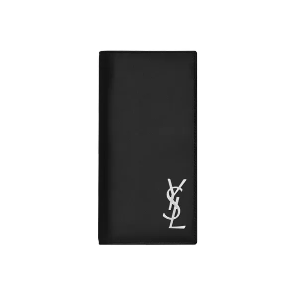 SAINT LAURENT Monogram Smooth Finish Calfskin Wallet Tubas Men's Black-0