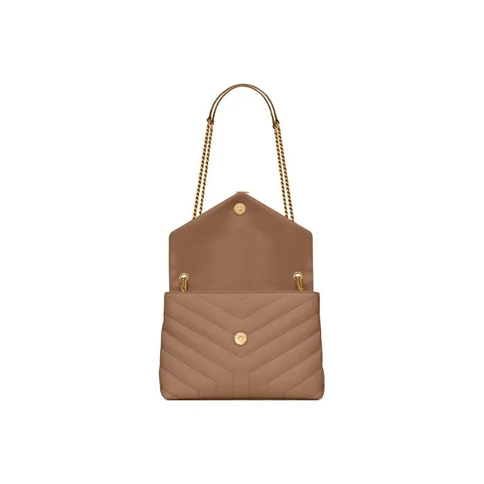SAINT LAURENT LOULOU Quilting Leather Chain Crossbody Bag Shoulder Bag Small Size Women's Beige-2