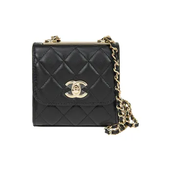 CHANEL Trendy Cc Sheepskin Messenger Bag, Shoulder Bag, Crossbody Bag Mini Women's Black