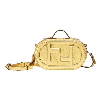 FENDI O'Lock Leather Elliptical Bag Camera Bag One Shoulder Handbag Crossbody Bag Mini Women's Gold