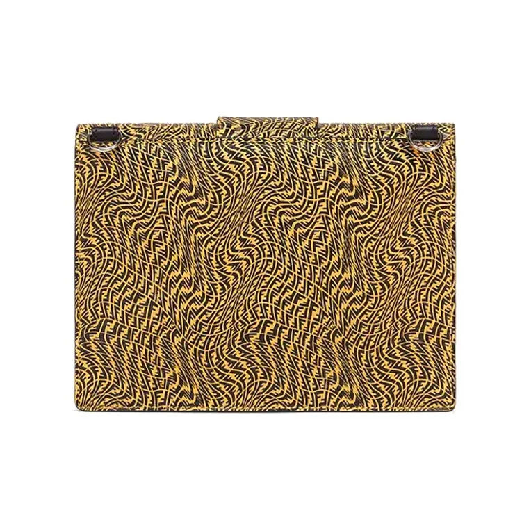 FENDI Baguette Leather Baguette Bag Shoulder Bag Crossbody Bag Medium Size Men's Yellow/Black-2
