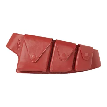KENZO Leather Belt Fanny Pack Unisex Red