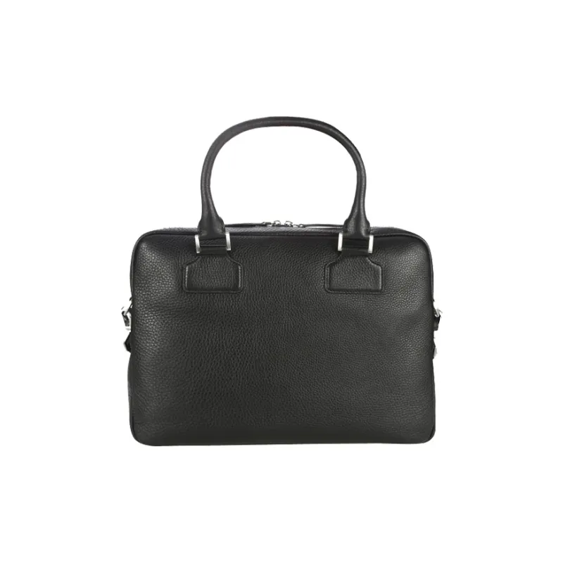 EMPORIO ARMANI Cow Leather Briefcase, Crossbody Bag, Handbag Regular Men's Black-3