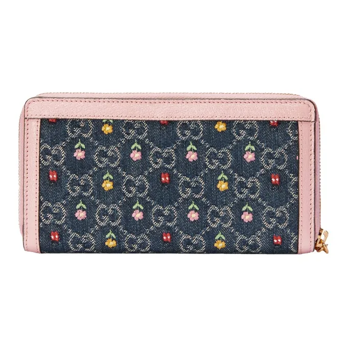 GUCCI Ophidia Canvas With Leather Canvas Bag Wallet Women's Blue/Pink/Multicolor-2