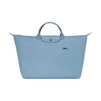 LONGCHAMP Le Pliage Fabric Cow Leather Dumpling Bag Handbag Medium Size Women's Lake Blue