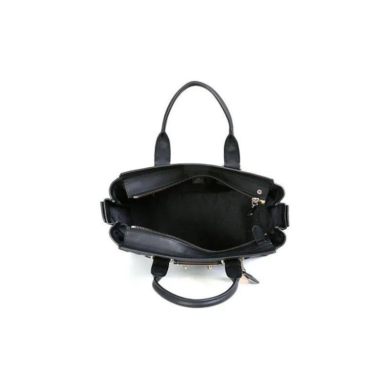 COACH Swagger Cow Leather Handbag Large Size Women's Black-2