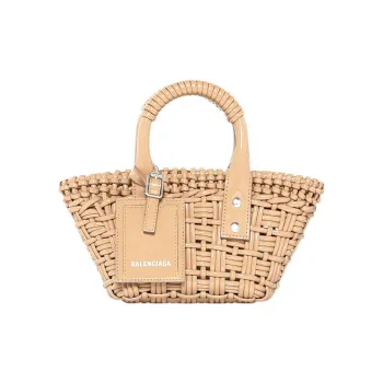 Balenciaga BISTRO Polyurethane Basket Bag Hand Held Shoulder Crossbody Bag Extra Small Women's Brown
