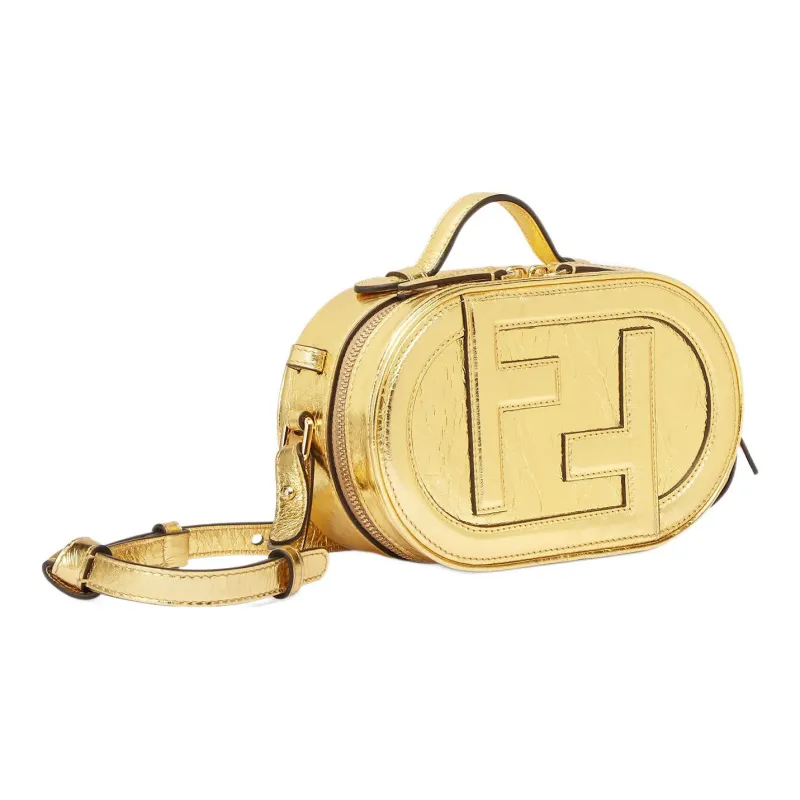 FENDI O'Lock Leather Elliptical Bag Camera Bag One Shoulder Handbag Crossbody Bag Mini Women's Gold-1