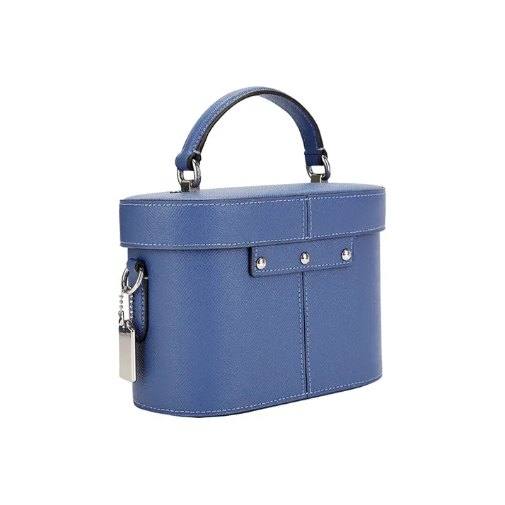 COACH Kay Leather Box Bag Makeup Bag Shoulder Bag Handbag Small Size Women's Blue-2