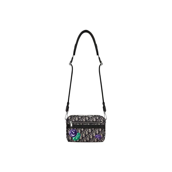 DIOR Kenny Scharf Collaboration Canvas Camera Bag Shoulder Bag Crossbody Bag Men's Black-1