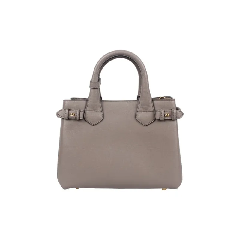Burberry The Banner Series Cow Leather One Shoulder Handbags Women's Gray-2