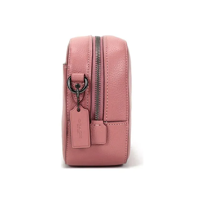COACH Camera Polished Grained Leather Camera Bag Shoulder Bag Crossbody Bag Small Size Women's Vintage Pink-2