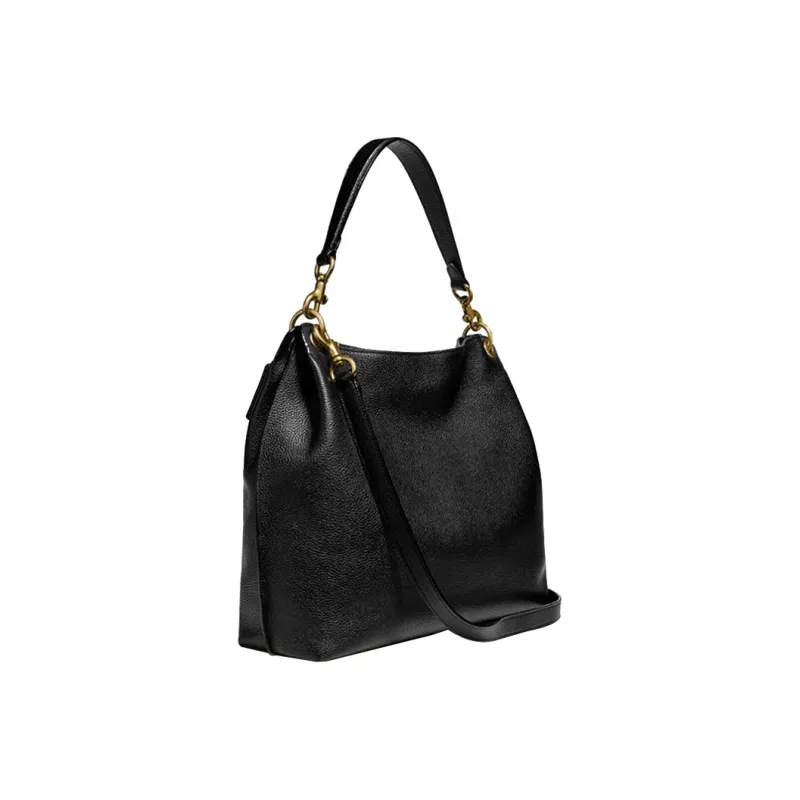 COACH Tabby Polished Pebbled Leather Hobo Bag Shoulder Bag Portable Crossbody Bag Shoulder Bag Women's Black-2