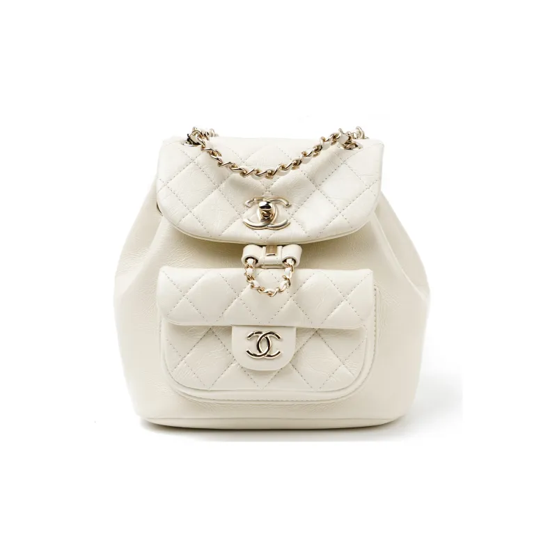 CHANEL 22C Spring Duma Cow Leather Backpack Trumpets Women's White-0