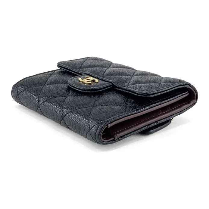 CHANEL Calfskin Handheld Wallet Women's Black-2
