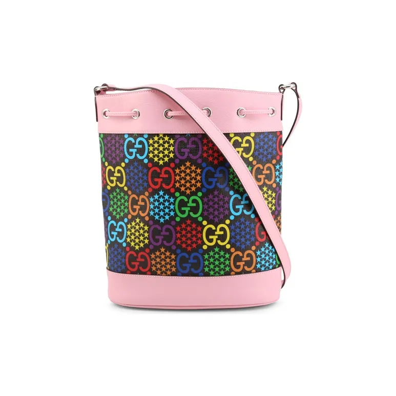 GUCCI Canvas With Leather Bucket Bags Shoulder Bag Crossbody Bag Women's Pink/Multicolor/Candy Color-2