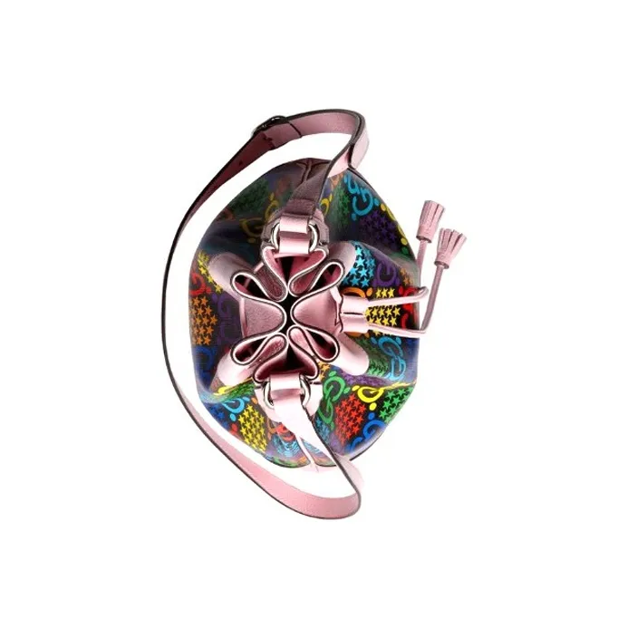 GUCCI Canvas With Leather Bucket Bags Shoulder Bag Crossbody Bag Women's Pink/Multicolor/Candy Color-3