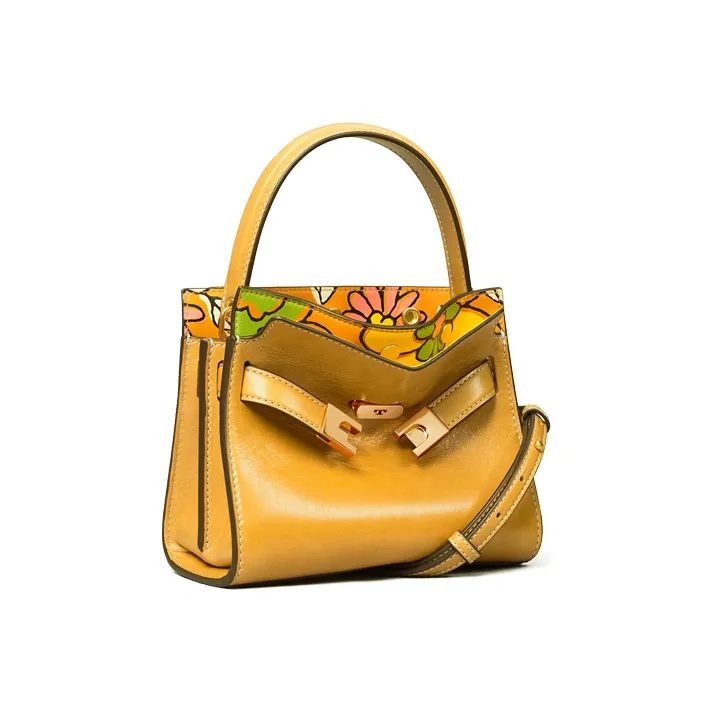 TORY BURCH Lee Radziwill Leather Shoulder Bag, Crossbody Bag Trumpets Women's Yellow-2