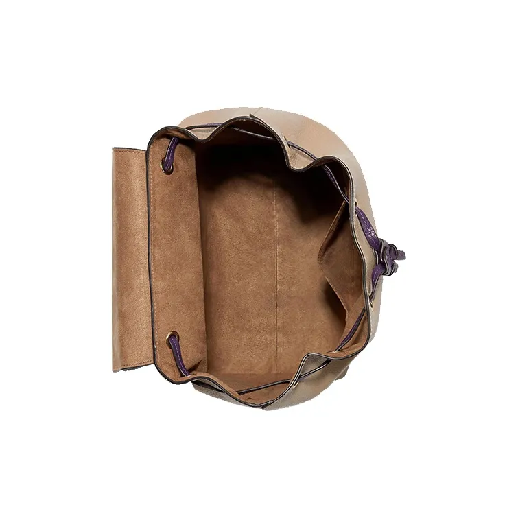 COACH Kleo Leather Backpack Medium Size Women's Khaki-4