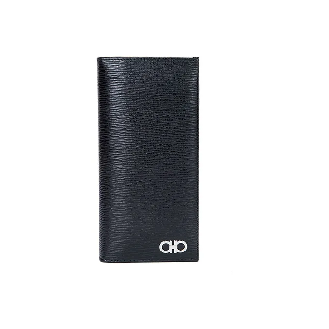 FERRAGAMO GANCINI Leather Wallet Regular Men's Dark Blue-0