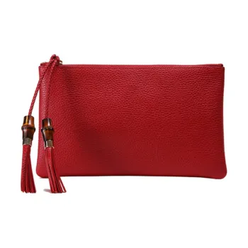 GUCCI Leather Clutch Women's Red