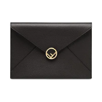 FENDI F Is Fendi Calfskin Envelope Bag Clutches Women's Black