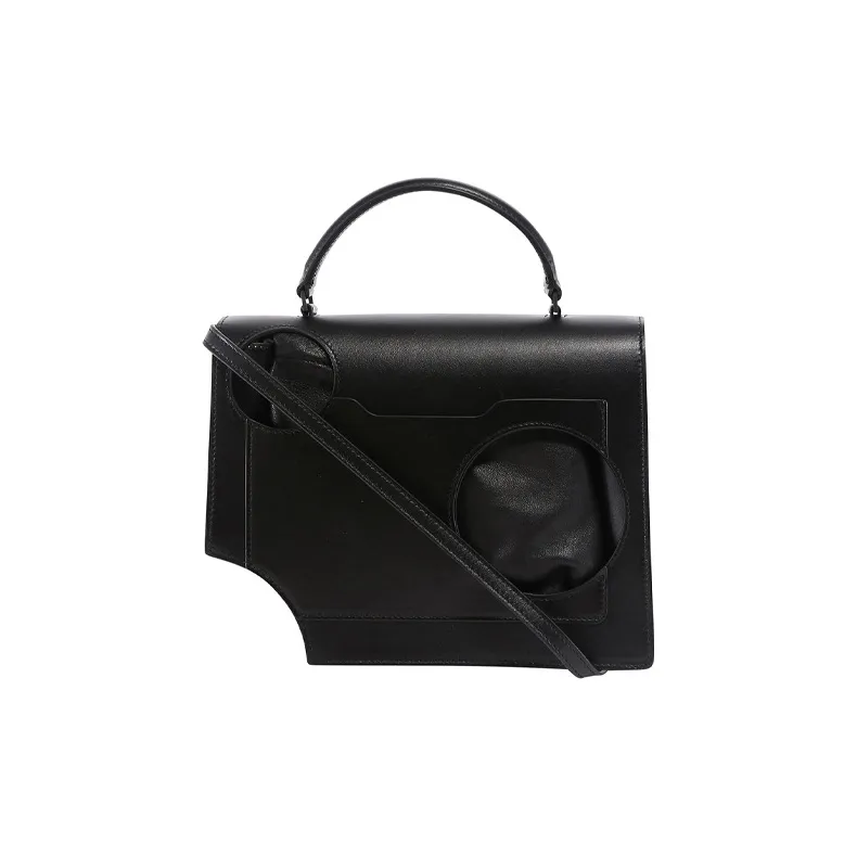 OFF WHITE Leather Crossbody One Shoulder Handbags Women's Black-4