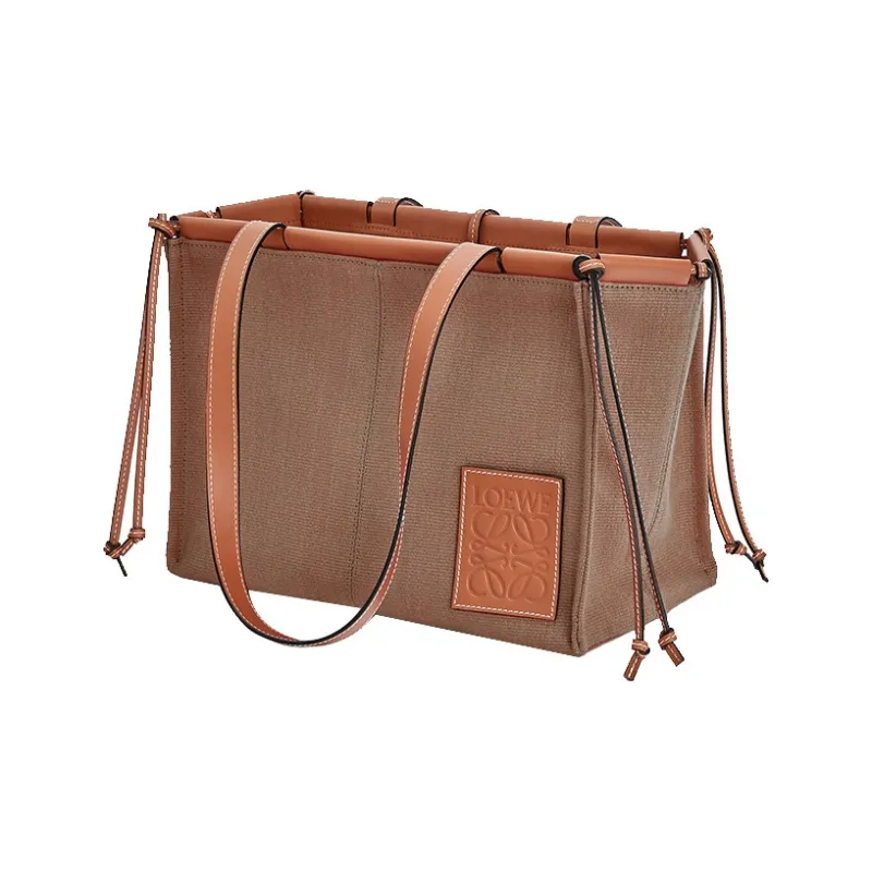 LOEWE Cushion Tote Canvas And Cow Leather Canvas Bag One Shoulder Crossbody Tote Women's Taupe-2