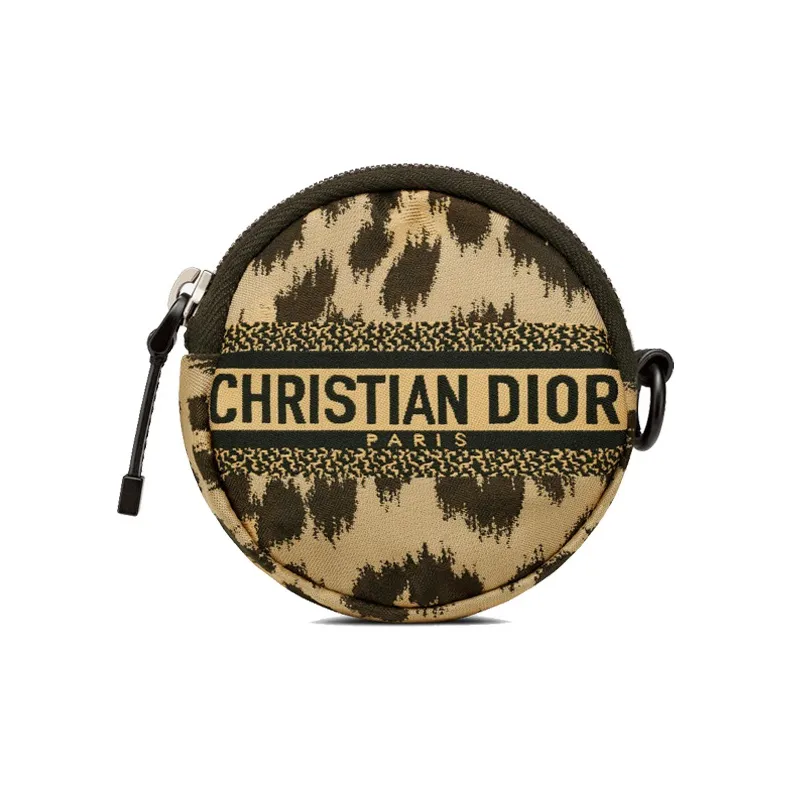DIOR Travel Technical Fabric Coin Purse Clutch Women's Beige-0