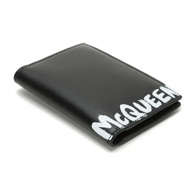 Alexander McQueen Leather Card Clip Card Holder Men's Black-3