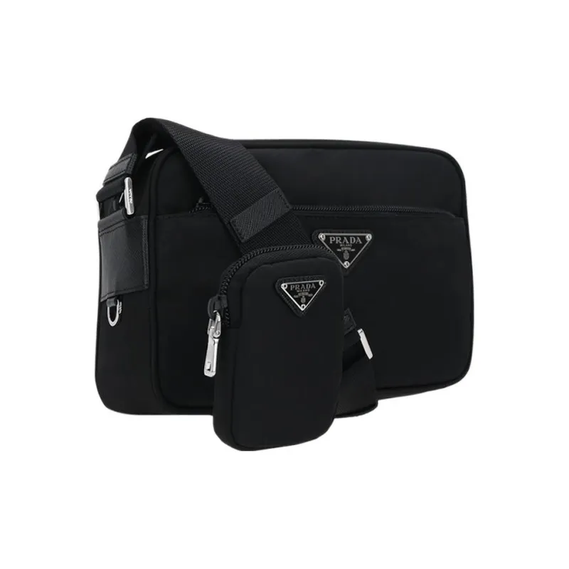 PRADA Nylon With Saffiano Leather Trim 2 in 1 Combo Bag, Shoulder Bag, Crossbody Bag Women's Black-2