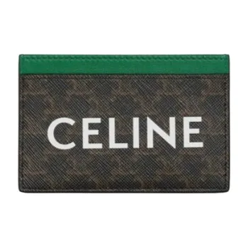 CELINE Triomphe Arc De Triomphe Canvas Card Holder Unisex Umber/Green