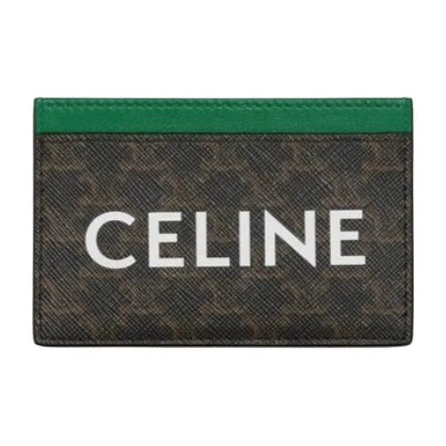 CELINE Triomphe Arc De Triomphe Canvas Card Holder Unisex Umber/Green-0