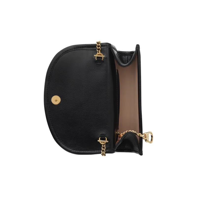 GUCCI Rajah Leather Chain Crossbody Bag Shoulder Bag Women's Black-5