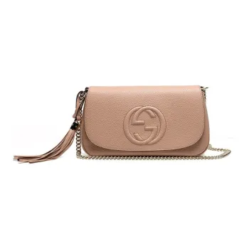 GUCCI Soho Cow Leather Shoulder Bag Crossbody Bag Women's Beige
