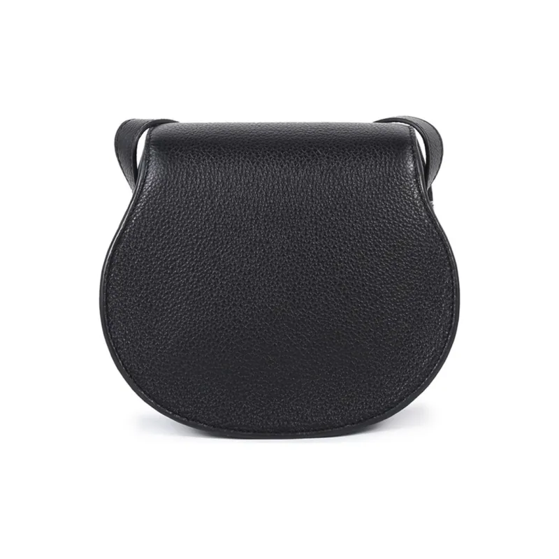Chloe Marcie Cow Leather Saddle Bag, Crossbody Bag Women's Black-3