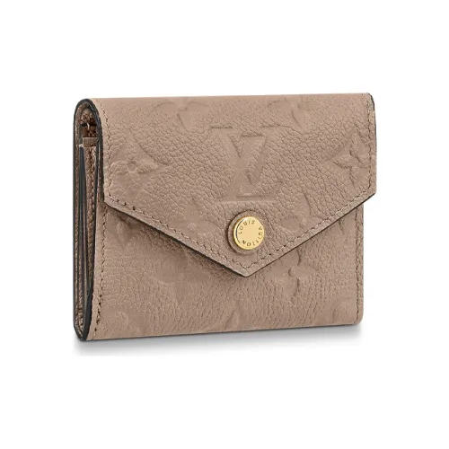 LOUIS VUITTON Embossed Soft Grained Cow Leather Wallet Women's Gray