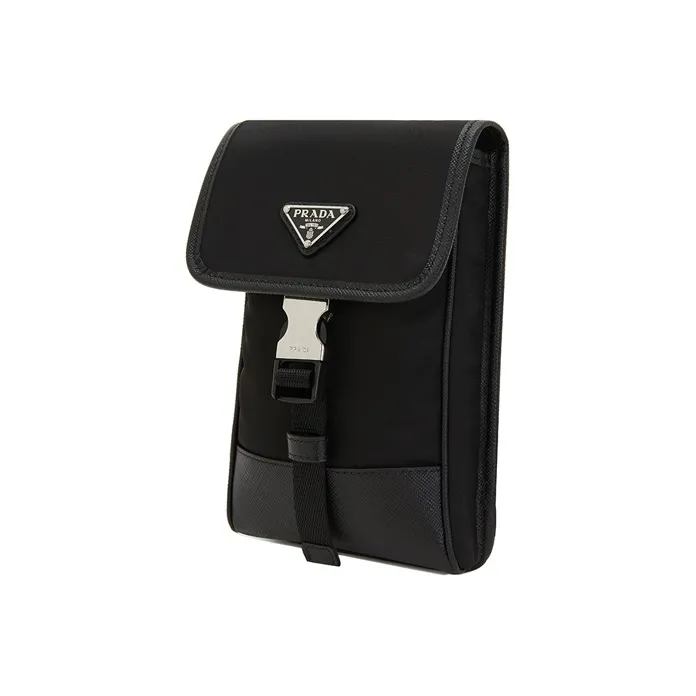 PRADA Nylon Crossbody Bag With Cell Phone Pouch Men's Black-1